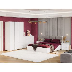 Set dormitor Light 4, pat 160 x 200 cm, Nymphaea Alba, Alb