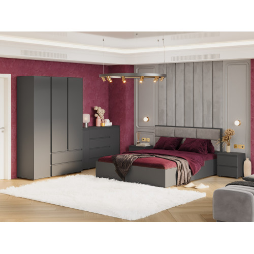 Set dormitor Light 4, pat 160 x 200 cm, Grafit