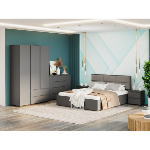 Set dormitor Light 4, pat 160 x 200 cm, Grafit