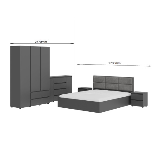 Set dormitor Light 4, pat 160 x 200 cm, Grafit