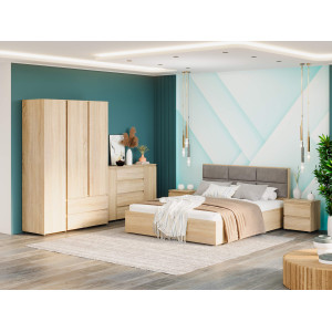 Set dormitor Light 4, pat 160 x 200 cm, Stejar Sonoma