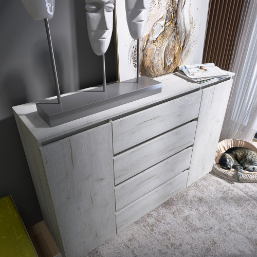 Comoda KL-4 Light, Stejar kraft alb
