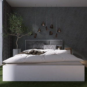 Pat cu baza de saltea din PAL KL-1600 Light 160x200 cm, Nymphea Alba