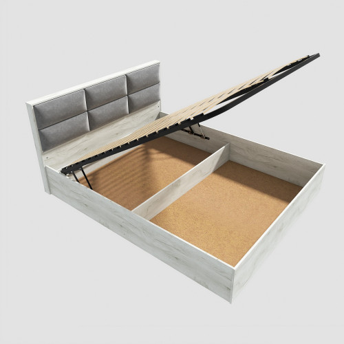 Pat cu lamele și mecanism de ridicare KL-1400 Light 140x200 cm, Stejar kraft alb