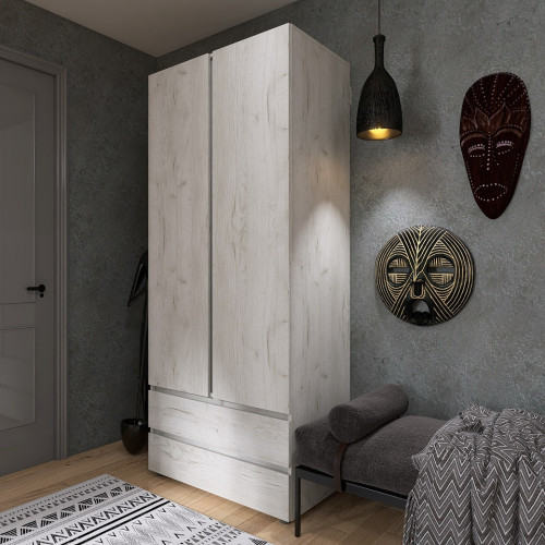 Dulap cu doua usi Light ShL-2 cu sertare, Stejar kraft alb Dulap cu doua usi Light ShL-2 cu sertare, Stejar kraft alb