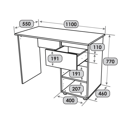 Birou de calculator SL-1 Light, Grafit