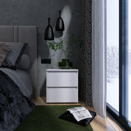 Set dormitor Light 2, pat 160 x 200 cm, Nymphaea Alba, Alb