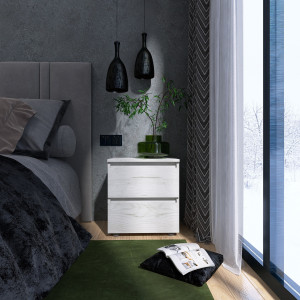 Dulap de noptiera TL-1 Light, Stejar kraft alb
