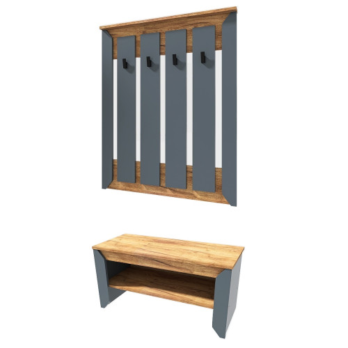 Mobilier de hol Nordic 1, Stejar kraft gold, Grafit Mobilier de hol Nordic 1, Stejar kraft gold, Grafit