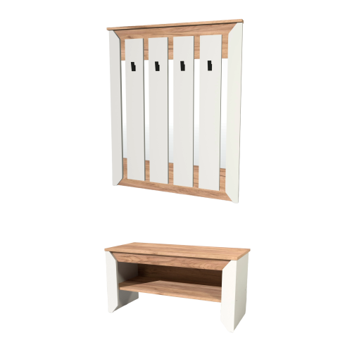 Mobilier de hol Nordic 1, Stejar kraft gold, Alb Mobilier de hol Nordic 1, Stejar kraft gold, Alb