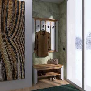 Mobilier de hol Nordic 1, Stejar kraft gold, Alb