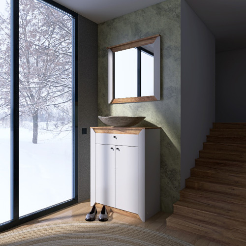 Mobilier de hol Nordic 2, Stejar kraft gold, Alb Mobilier de hol Nordic 2, Stejar kraft gold, Alb