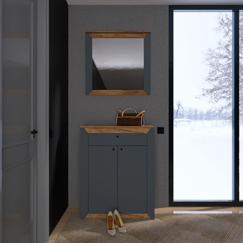 Mobilier de hol Nordic 2, Stejar kraft gold, Grafit