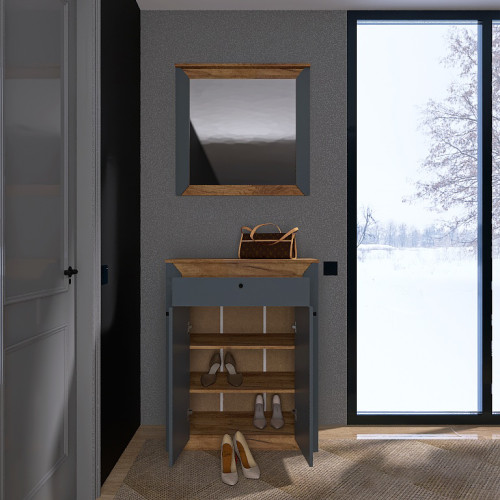 Mobilier de hol Nordic 2, Stejar kraft gold, Grafit