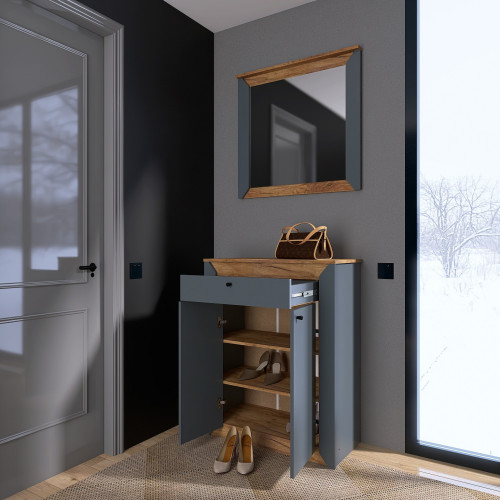 Mobilier de hol Nordic 2, Stejar kraft gold, Grafit