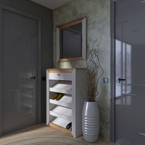 Mobilier de hol Nordic 3, Stejar kraft gold, Alb Mobilier de hol Nordic 3, Stejar kraft gold, Alb