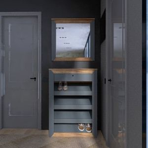 Mobilier de hol Nordic 3, Stejar kraft gold, Grafit