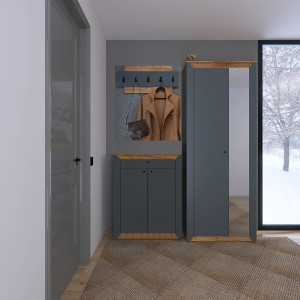 Mobilier de hol Nordic 5, Stejar kraft gold, Grafit