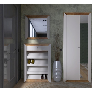 Mobilier de hol Nordic 6, Stejar kraft gold, Alb