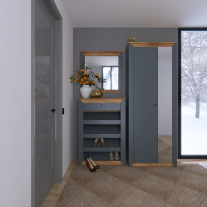 Mobilier de hol Nordic 6, Stejar kraft gold, Grafit
