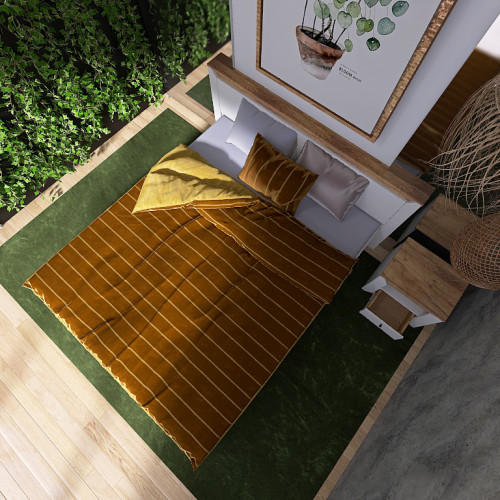 Set Dormitor Nordic 2, pat 160x200 cm, Stejar kraft gold, Alb