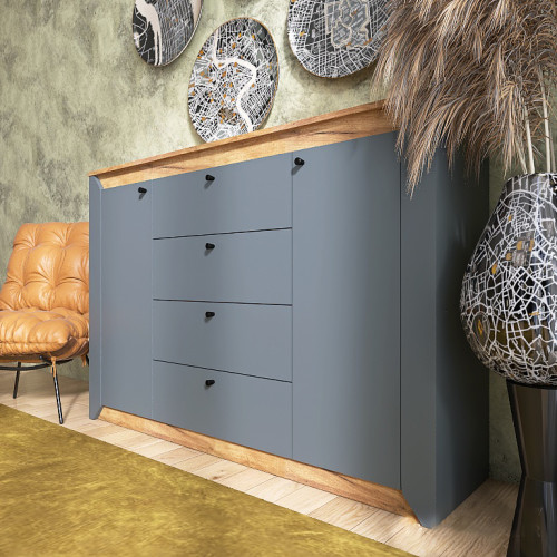 Comoda 1400 Nordic, Stejar kraft gold, Grafit