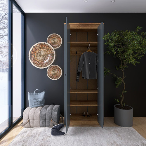 Mobilier de hol Nordic 6, Stejar kraft gold, Grafit Mobilier de hol Nordic 6, Stejar kraft gold, Grafit