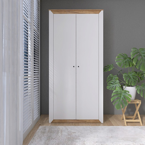 Dulap cu doua usi 990 Nordic, Stejar kraft gold, Grafit
