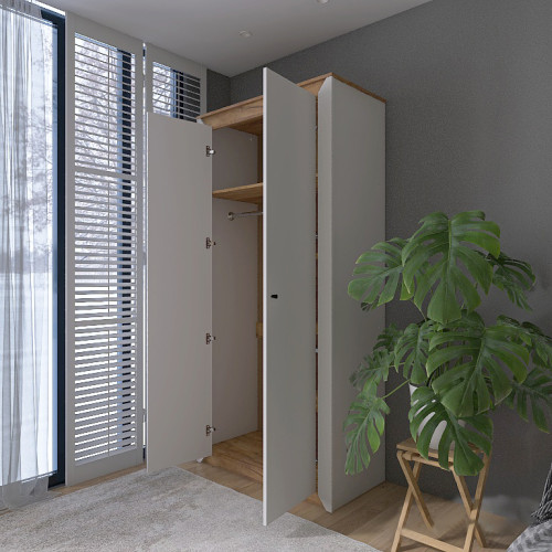 Dulap cu doua usi 990 Nordic, Stejar kraft gold, Grafit