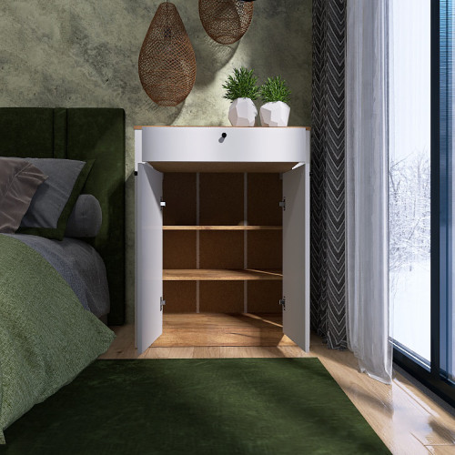 Mobilier de hol Nordic 5, Stejar kraft gold, Alb Mobilier de hol Nordic 5, Stejar kraft gold, Alb