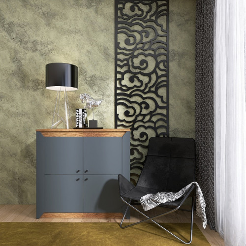 Dulap 4 uși 980 Nordic, Stejar kraft gold, Grafit