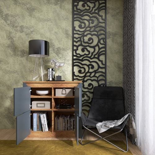 Dulap 4 uși 980 Nordic, Stejar kraft gold, Grafit
