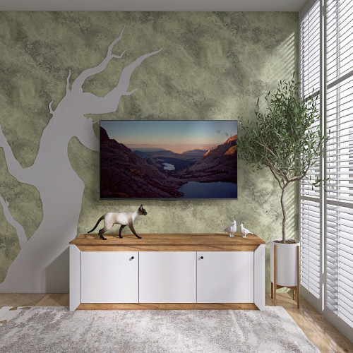 Dulap TV 1500 Nordic, Stejar kraft gold, Grafit