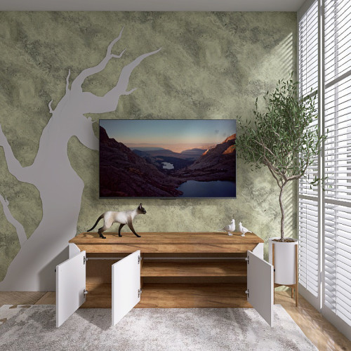 Dulap TV 1500 Nordic, Stejar kraft gold, Grafit