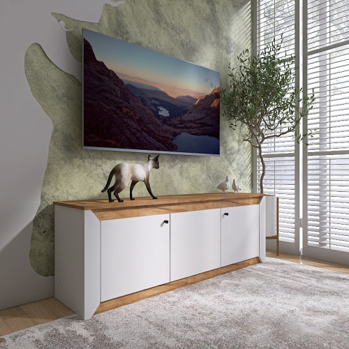 Dulap TV 1500 Nordic, Stejar kraft gold, Grafit