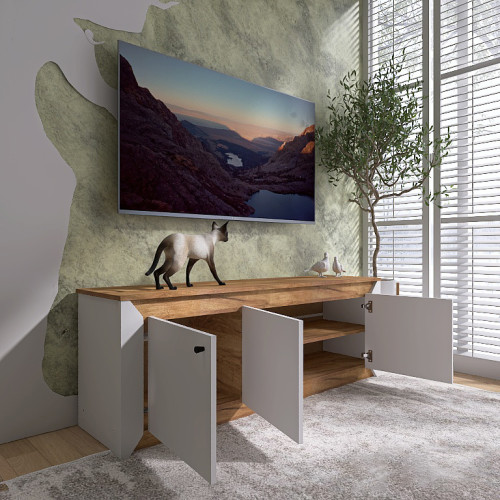 Dulap TV 1500 Nordic, Stejar kraft gold, Grafit