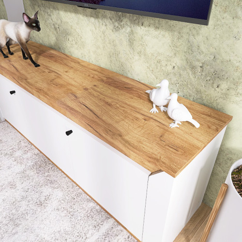Dulap TV 1500 Nordic, Stejar kraft gold, Grafit