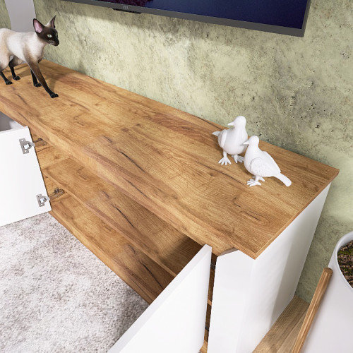 Dulap TV 1500 Nordic, Stejar kraft gold, Grafit