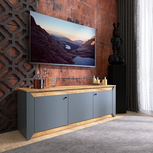 Dulap TV 1500 Nordic, Stejar kraft gold, Grafit