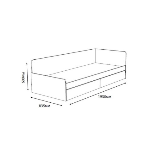 Pat cu sertare Sonata 800 cu cadru de saltea din PAL 82x190 cm, Stejar Kraft Alb