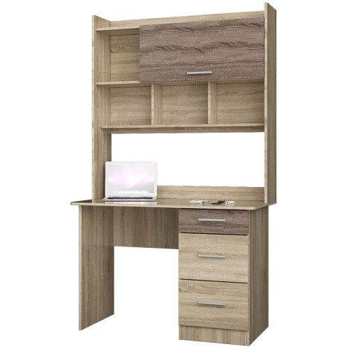 Birou de calculator cu suprastructura Scolar-4, Wenge inchis, Stejar de lapte Birou de calculator cu suprastructura Scolar-4, Wenge inchis, Stejar de lapte