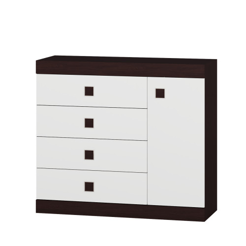Set dormitor pentru copii Sonata 7, Wenge inchis, Alb