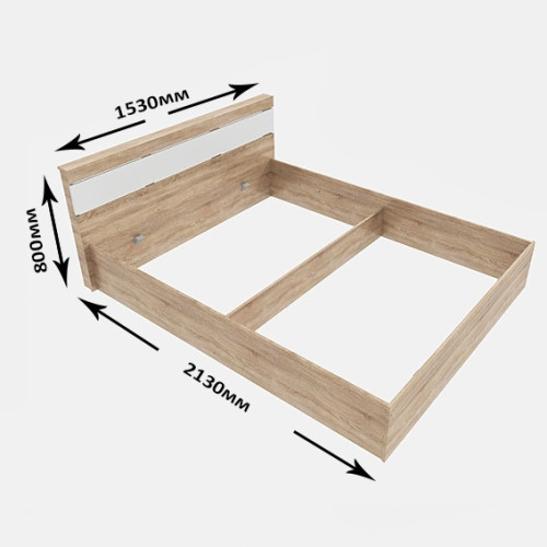 Pat Sonata 1400 fara lamele 140x200 cm, Stejar Kraft Alb