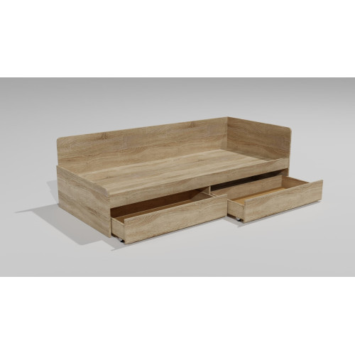 Pat cu sertare Sonata 800 cu cadru de saltea din PAL 82x190 cm, Stejar Sonoma