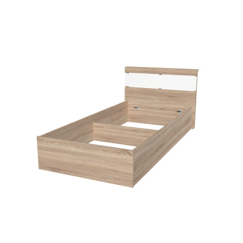 Pat Sonata 900 fara lamele 90/200 cm, Wenge inchis, Stejar kraft gold