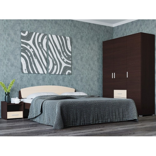 Set de dormit Breeze-3, Wenge inchis, Stejar de lapte