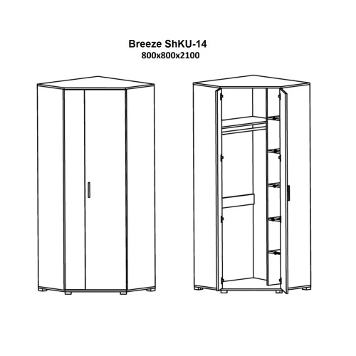 Dulap de colt Breeze ShKU-14, Wenge inchis, Stejar de lapte