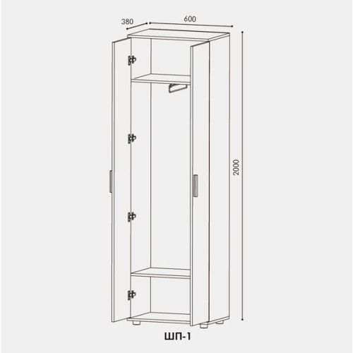 Dulap cu doua usi ShP-1, Wenge inchis, Stejar de lapte Dulap cu doua usi ShP-1, Wenge inchis, Stejar de lapte