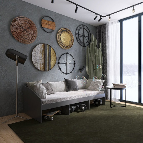 Pat Comfort-3 cu baza de saltea din PAL 80x190 cm, Grafit