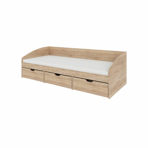 Pat Comfort-3 cu 3 sertare și o bază pentru o saltea din PAL 80x190 cm, Stejar Sonoma